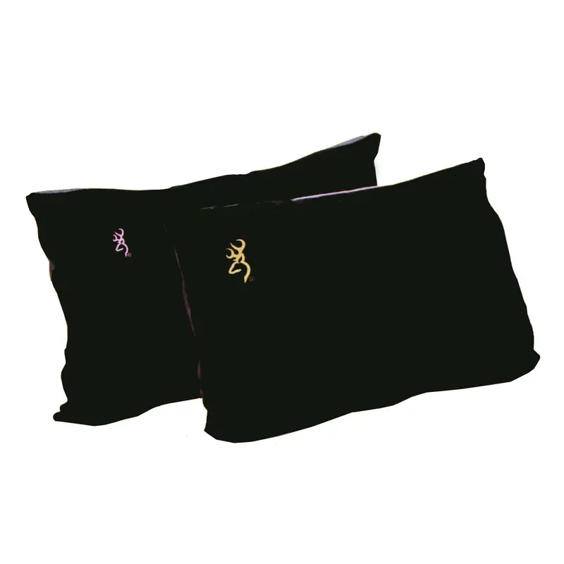 Fleece Rifle Pillow – Black With Pink Buckmark Embroidery 1