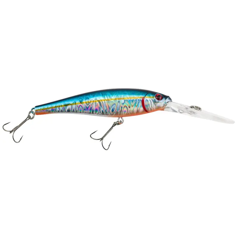 Flicker Minnow Pro Slick Hard Bait – 3.5" Crankbait, 18–23 Ft Depth, Dual Hooks, Slick Blue Alewife Color 1