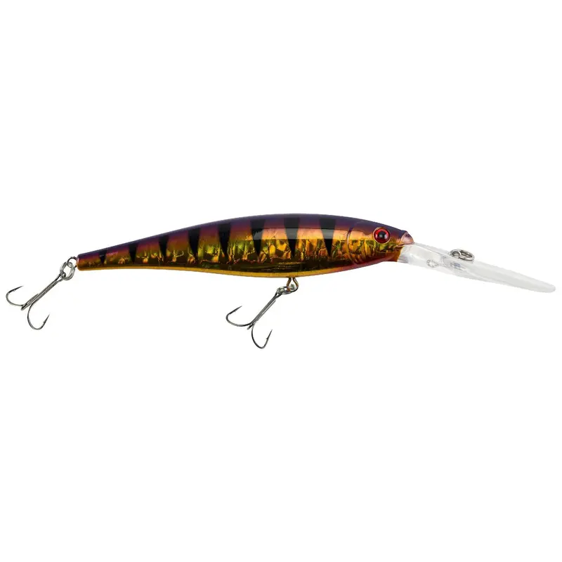 Flicker Minnow Pro Slick Hard Bait – 3.5" Crankbait, 18–23 Ft Depth, Dual Hooks, Slick Purple Bengal Color 1
