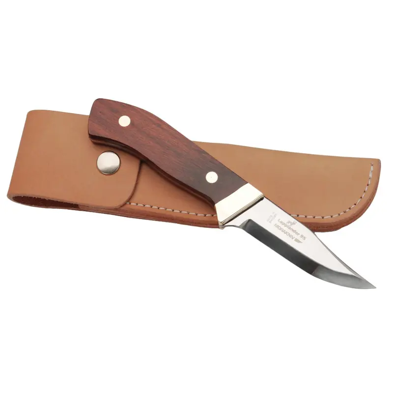 Forest Lapplander 95 Fixed-Blade Knife – 3.7" Laminated Wood & Brass Handle, Includes Leather Sheath 1