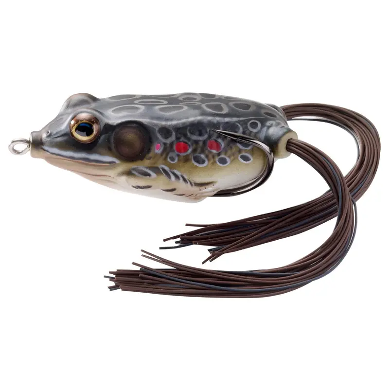 Frog Hollow Topwater Lure – Freshwater Soft Bait, 3–4" Brown-Black, #1 Hook 1