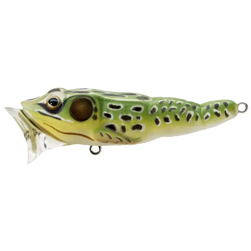 Frog Popper Topwater Lure – Freshwater, 2.125 In, #6 Hook, Green-Yellow Colorway 1