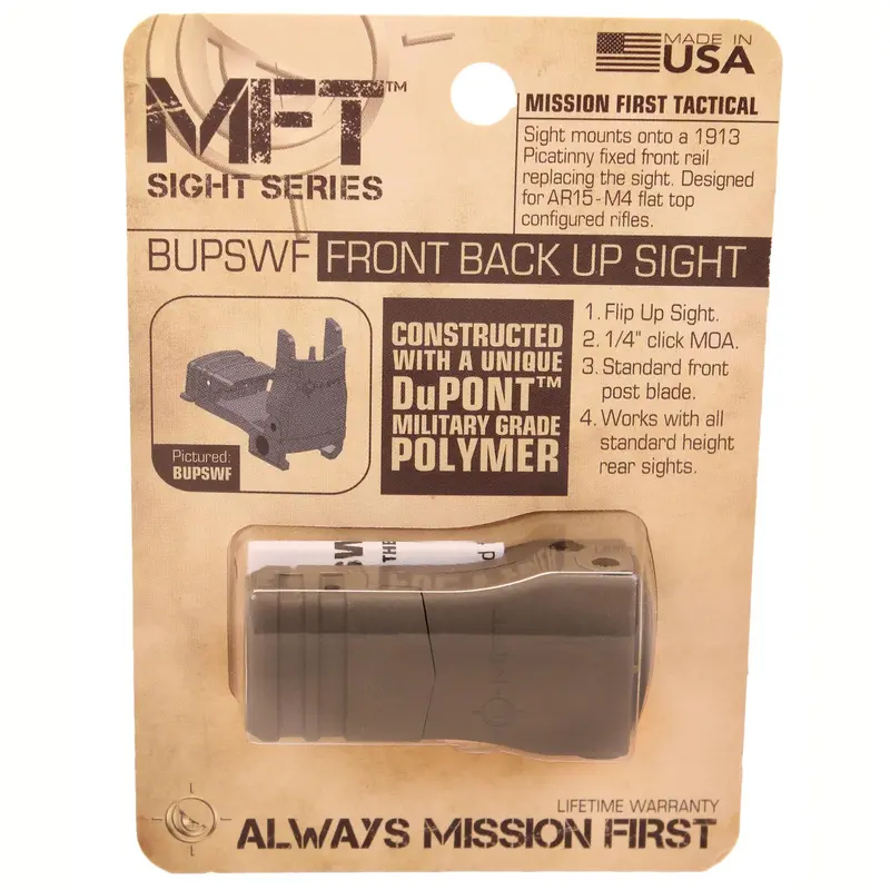 Front Backup Flip-Up Sight – Adjustable Elevation, Scorched Dark Earth Finish 1