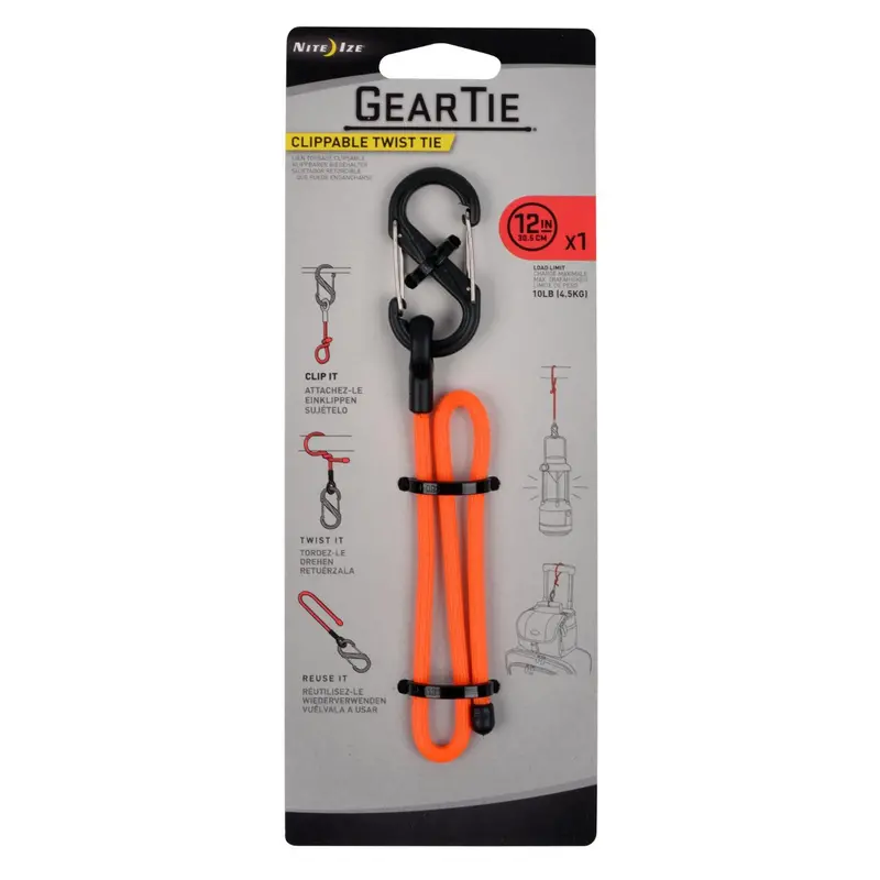 Gear Tie Clippable Twist Tie – 12-Inch, Bright Orange 1