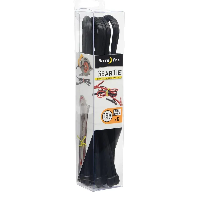 Gear Tie Propack – 18-Inch Black Heavy-Duty Cable Ties, 6-Pack 1