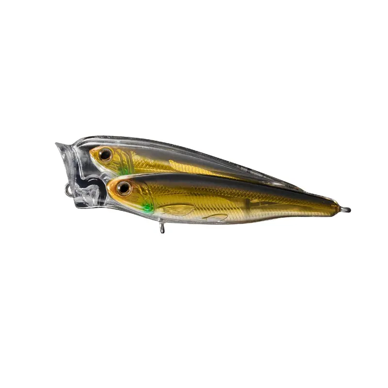 Glass Minnow Juvenile Baitball Popper – 3", #4 Hook, Topwater Freshwater Lure (Gold-Bronze) 1