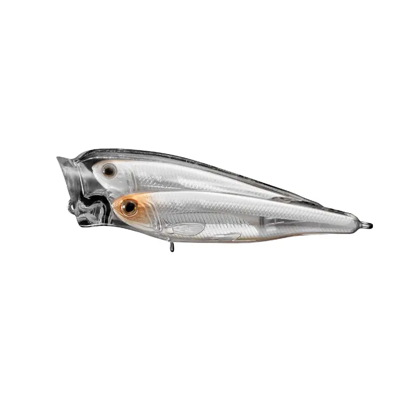 Glass Minnow Juvenile Baitball Popper – 3", #4 Hook, Topwater Freshwater Lure (Pearl-Natural) 1