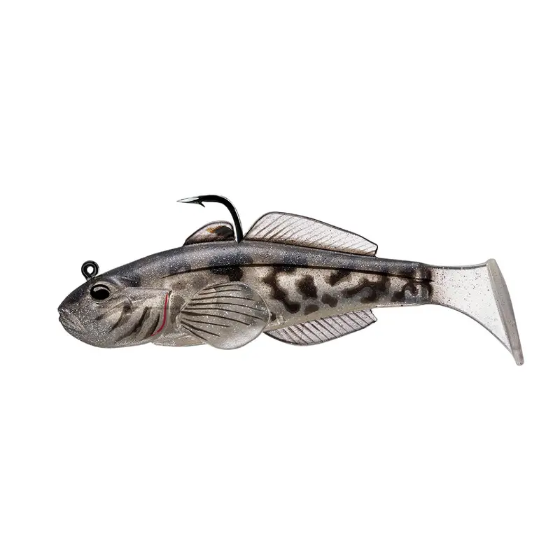 Goby Paddle Tail Soft Bait – Freshwater Fishing Lure, 3.25", #1-0 Hook, Variable-Diving, Black-Smoke Finish 1
