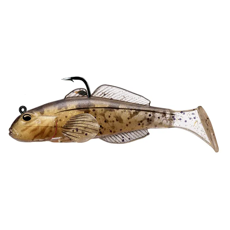 Goby Paddle-Tail Soft Bait – Freshwater Lure, 3⅝", #2-0 Hook, Variable Action, Natural-Gold Finish 1