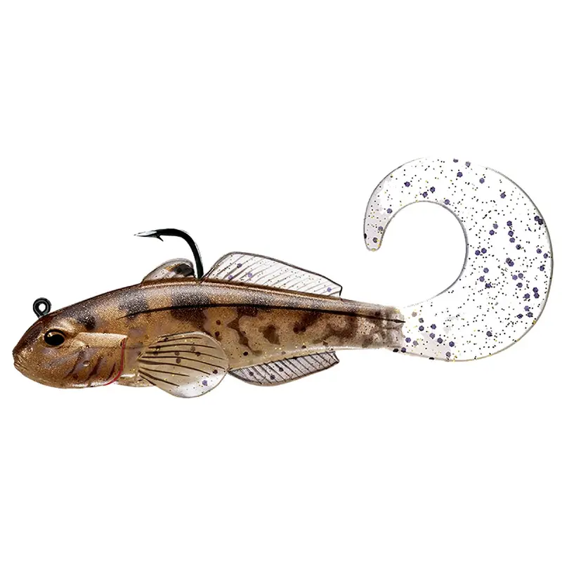 Goby Single Tail Soft Bait – Freshwater Fishing Lure, 3.25", #1-0 Hook, Natural-Brown Color 1