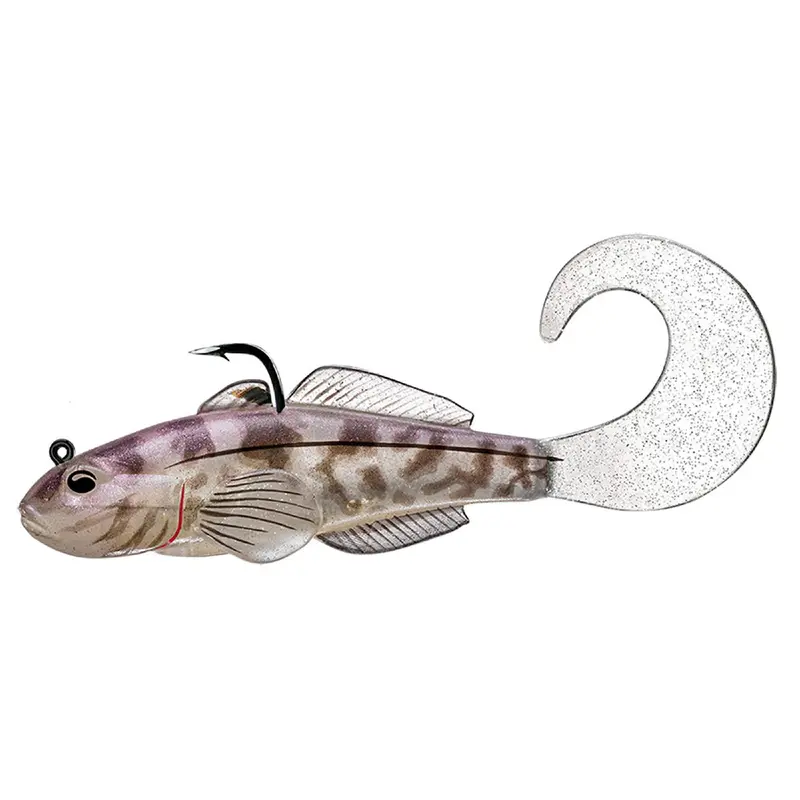 Goby Single Tail Soft Bait – Freshwater Fishing Lure, 3.625", #2-0 Hook, Violet Smoke Finish 1