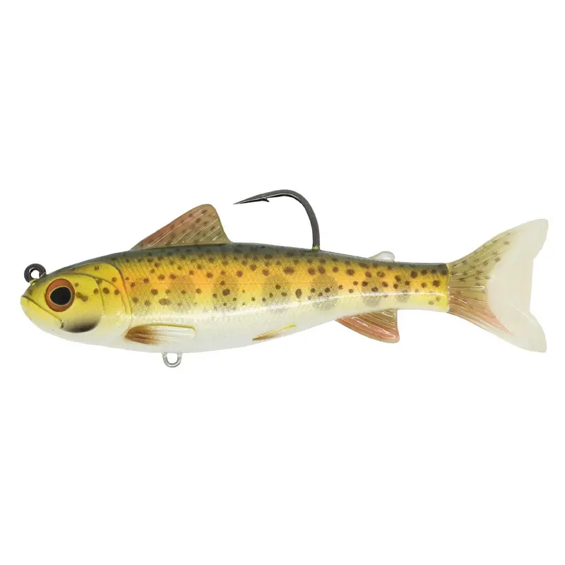 Gold-Olive Trout (Parr) Soft Bait – 5-Inch Freshwater Swim Bait With 8/0 Hook, Medium-Slow Sinking 1
