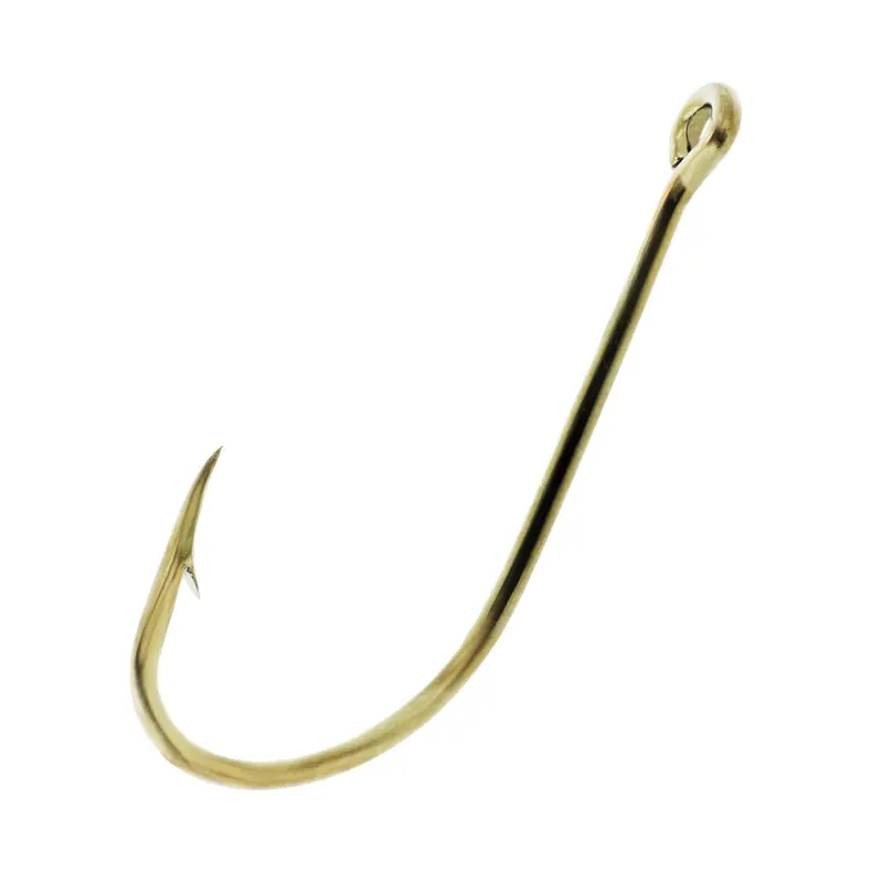 Gold Plain Shank Offset Fishing Hook, Size 10 (Pack Of 10) 1