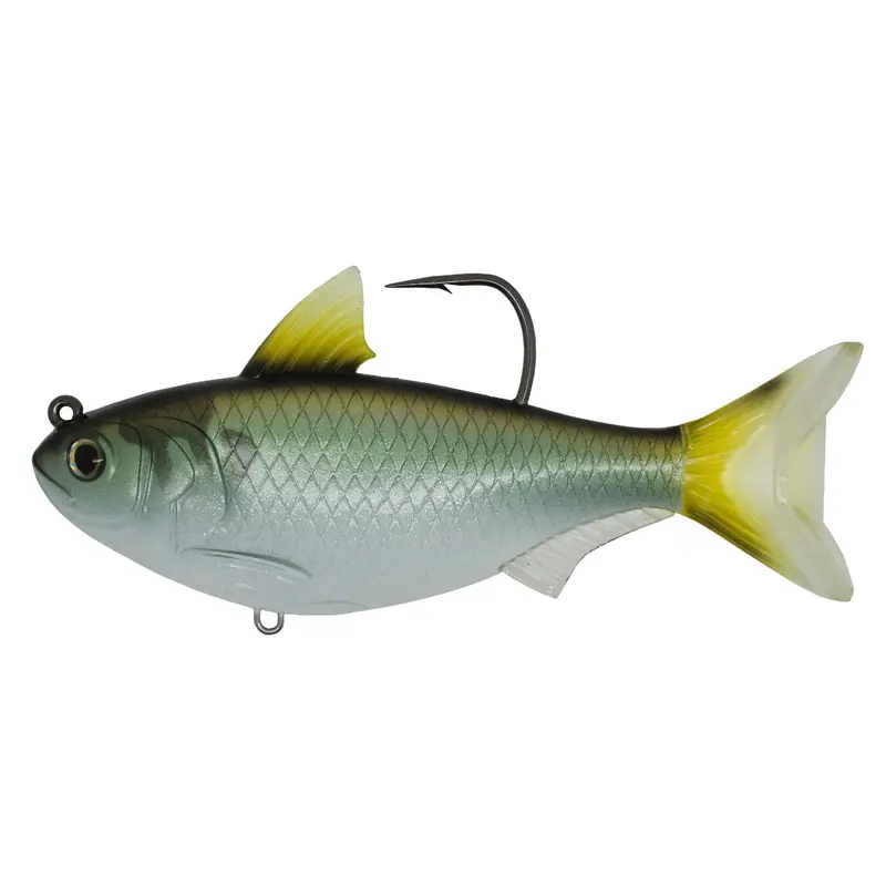 Green-Bronze Gizzard Shad Soft Bait – 5.5-Inch Freshwater Swim Bait With 9/0 Hook, Medium-Slow Sinking 1