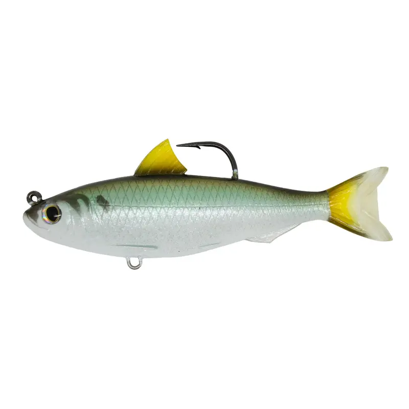 Green-Bronze Jointed Blueback Herring Bait – 5.5-Inch Saltwater Swimbait With 9/0 Hook, Medium-Slow Sink Rate 1