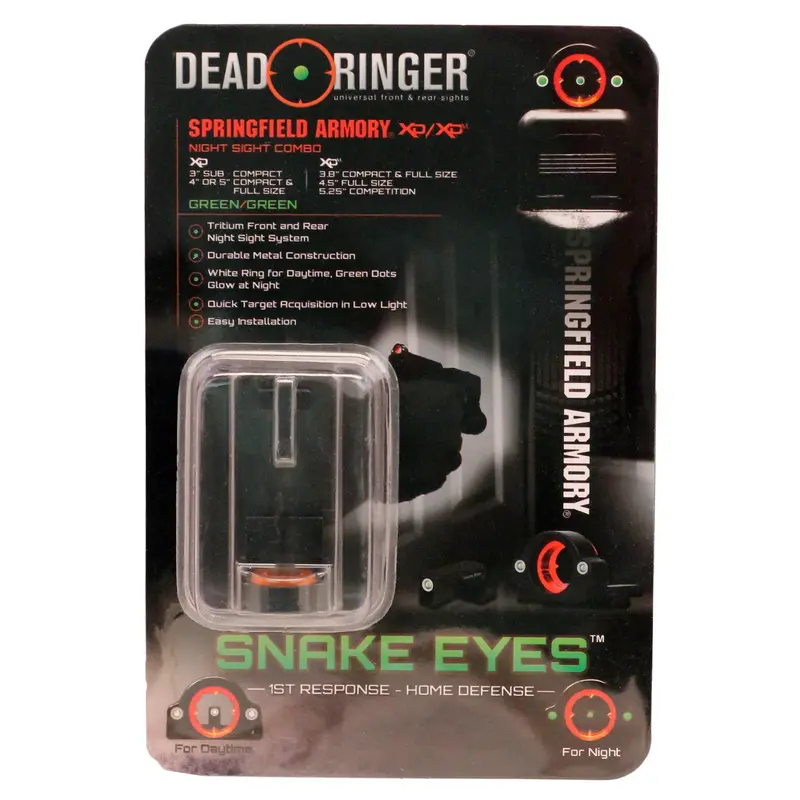 Green Snake Eyes Pistol Sights For Springfield Xd & Cdem (Front & Rear) 1