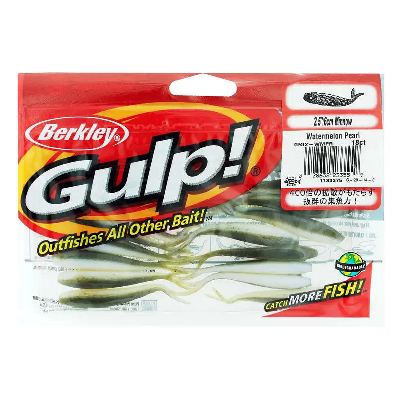 Gulp! 2.5" Watermelon Pearl Minnow Soft Bait – Pack Of 18 1