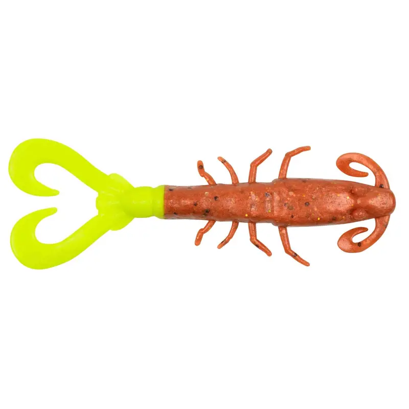 Gulp! Mantis Shrimp Soft Bait – 3" New Penny & Chartreuse Blend, Scented Pack Of 6 1