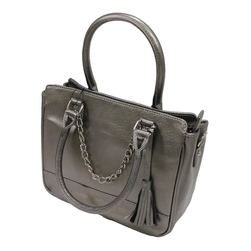 Gunmetal Park Avenue Leather Tote Bag 1