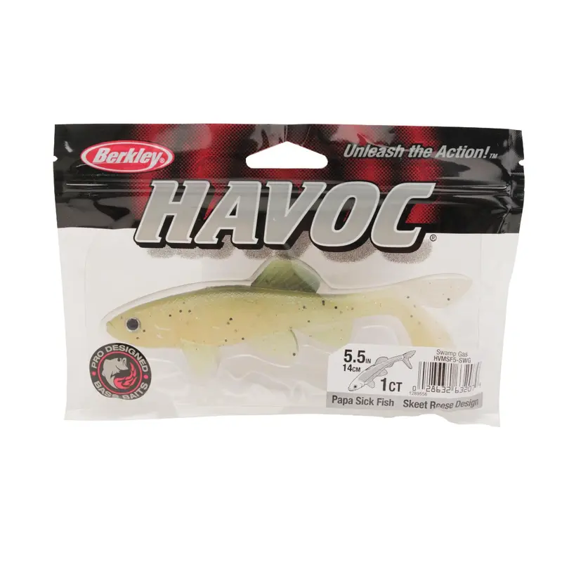 Havoc Papa Sick Fish Soft Lure – 5-Pack, 1.5" Swamp Gas 1