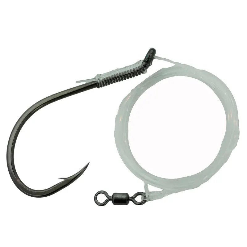 Heavy-Duty Catfish Circle Hook Rig – Size 6/0, 50-Lb Test Line, Non-Reflective Black, 2-Pack 1