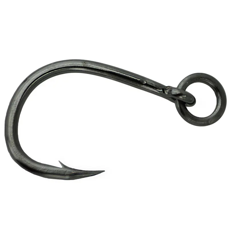 Heavy-Duty Live Bait Hook With Reinforced Solid Ring – Size 3/0, Non-Shine Black (Pack Of 5) 1