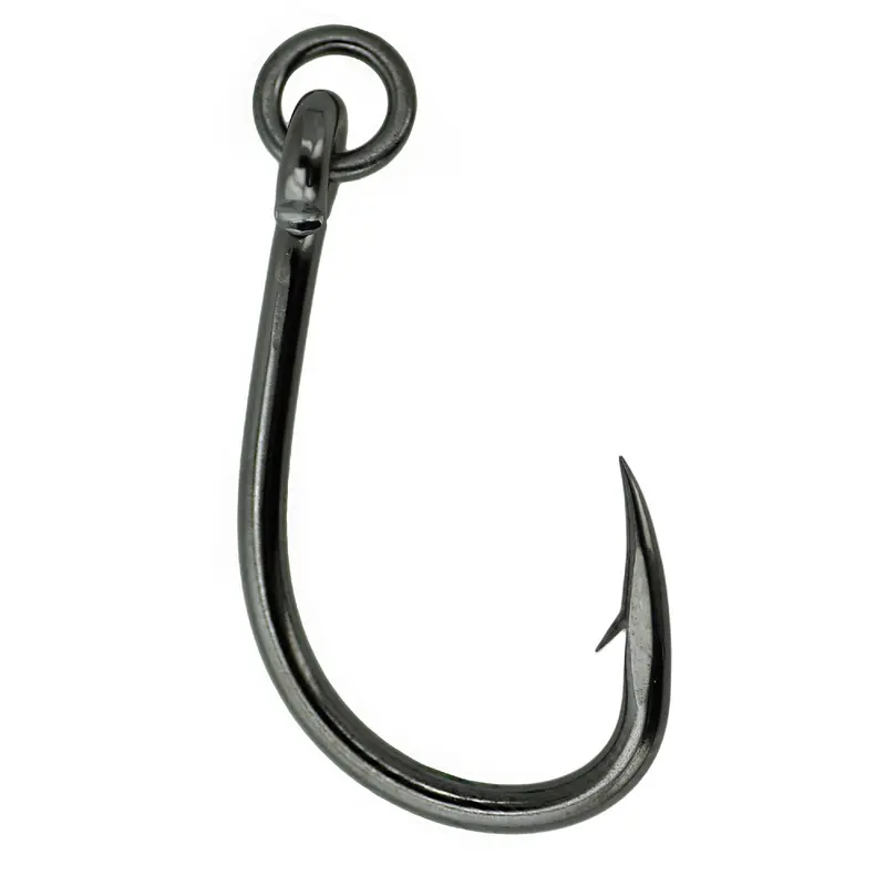 Heavy-Duty Live Bait Hook With Solid Ring – Size 1/0, Non-Shine Black Finish (Pack Of 6) 1