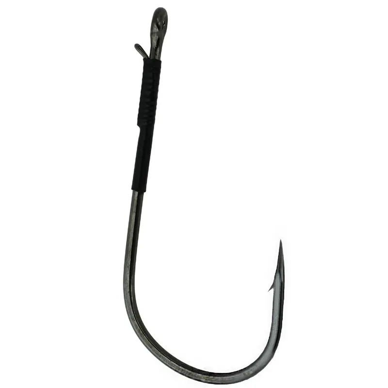 Heavy-Duty Worm Hook With Wire Keeper – Size 4/0, Non-Shiny Black (4-Pack) 1