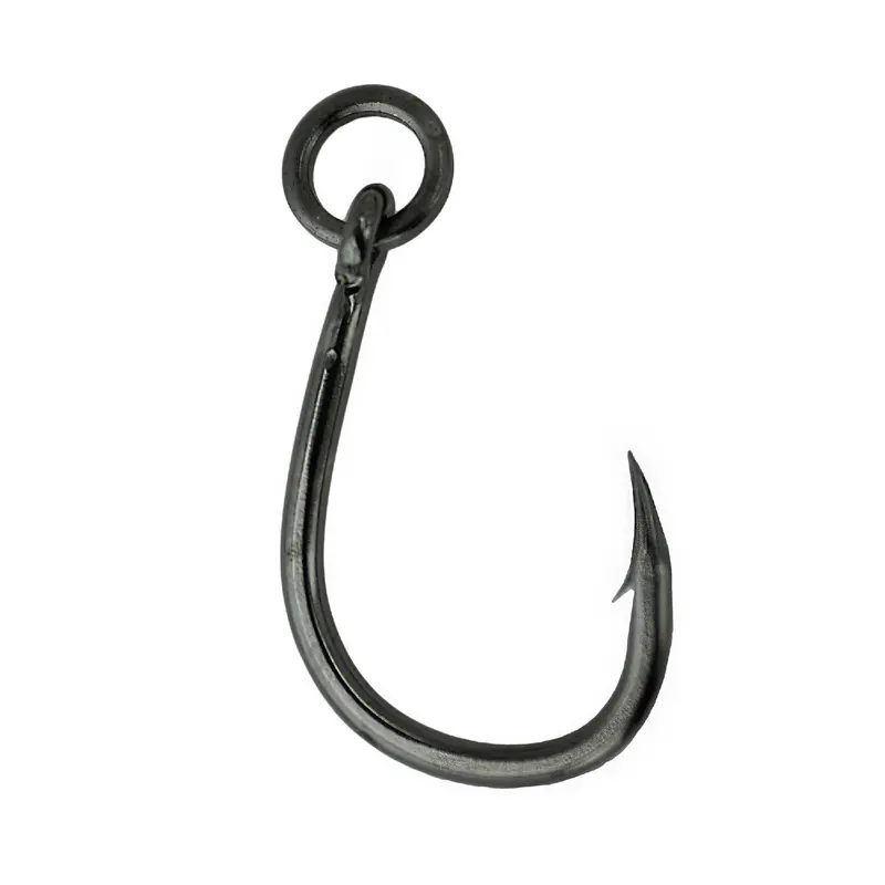 Heavy-Gauge Live Bait Hook With Solid Ring – Size 4/0, Non-Shine Black (Pack Of 5) 1