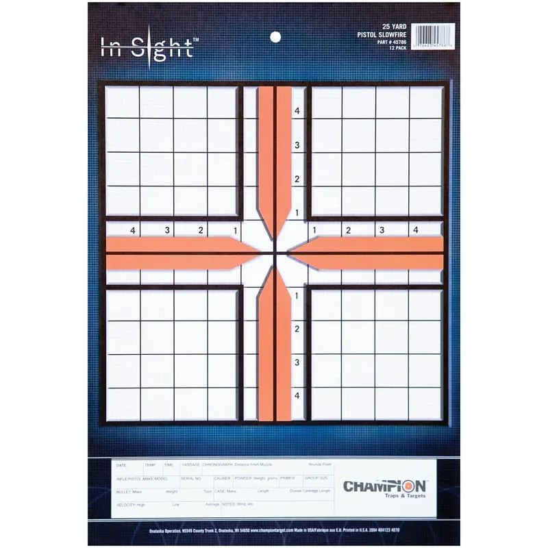 Insight Pistol Target Pack – 25-Yard Slow-Fire Practice, 12 Per Pack 1