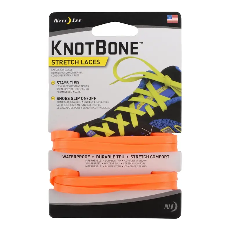 Knotbone Elastic Stretch Laces – Bright Orange 1