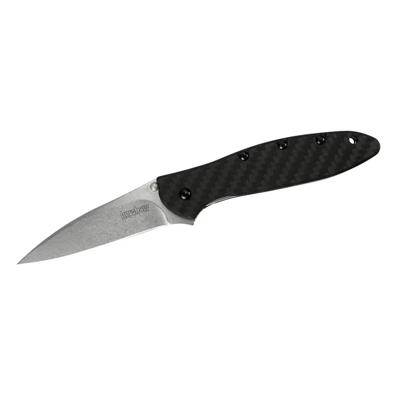 Leek Folding Knife – Carbon Fiber Handle With Stonewash Blade 1