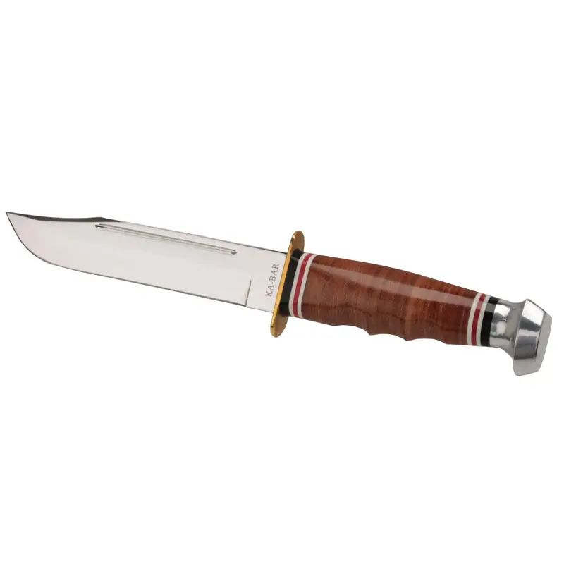 Marine Hunter Fixed-Blade Knife With Stacked Leather Handle – 3.75" Blade 1