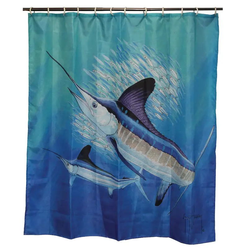 Marlin-Print Shower Curtain – 70 X 72 Inches 1