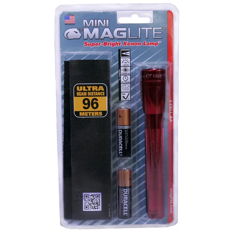 Mini-Mag Aa Flashlight – Red Body With Holster, Clam-Pack Packaging 1