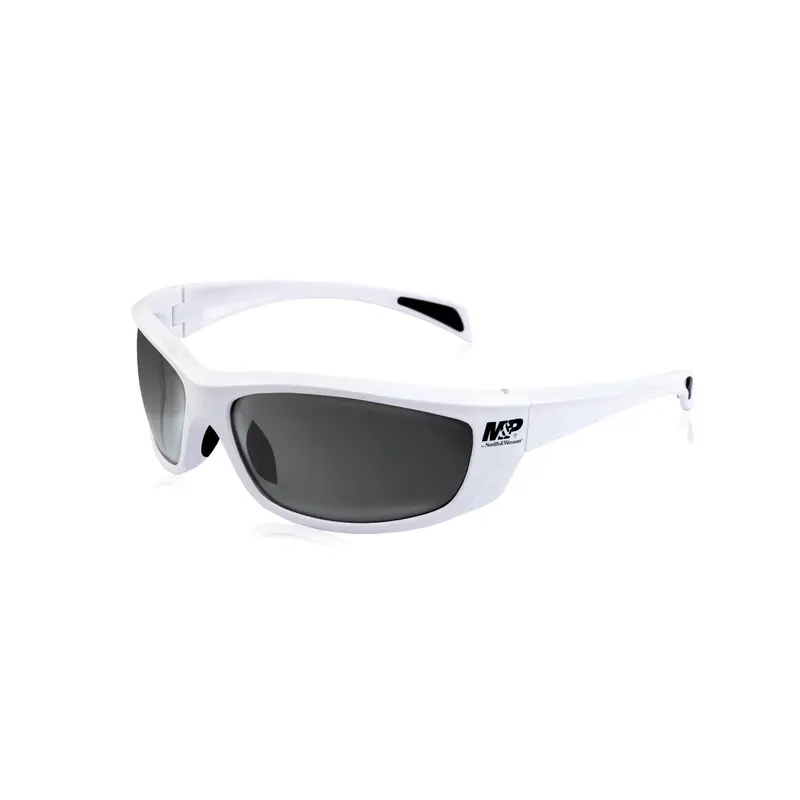 M&P Whitehawk Shooting Glasses – White Frame With Smoke Mirror Lens, Impact-Resistant 1