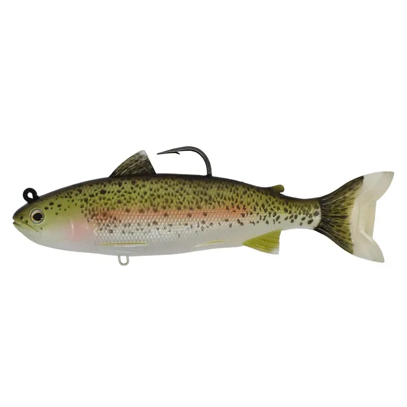 Olive-Red Trout (Parr) Soft Bait – 7.5-Inch Freshwater Swim Bait With 11/0 Hook, Medium-Slow Sinking 1