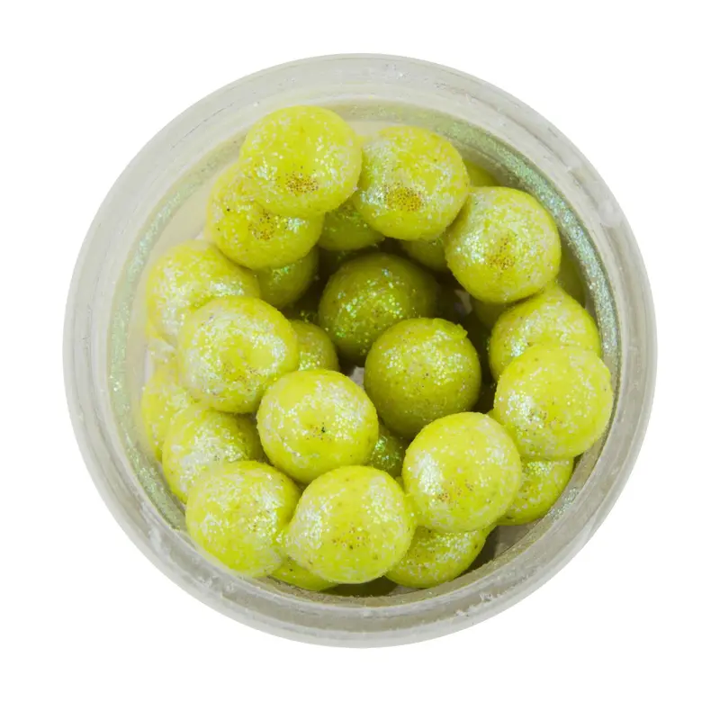 Powerbait Sparkle Floating Magnum Soft Eggs – Chartreuse With Iridescent Scales 1