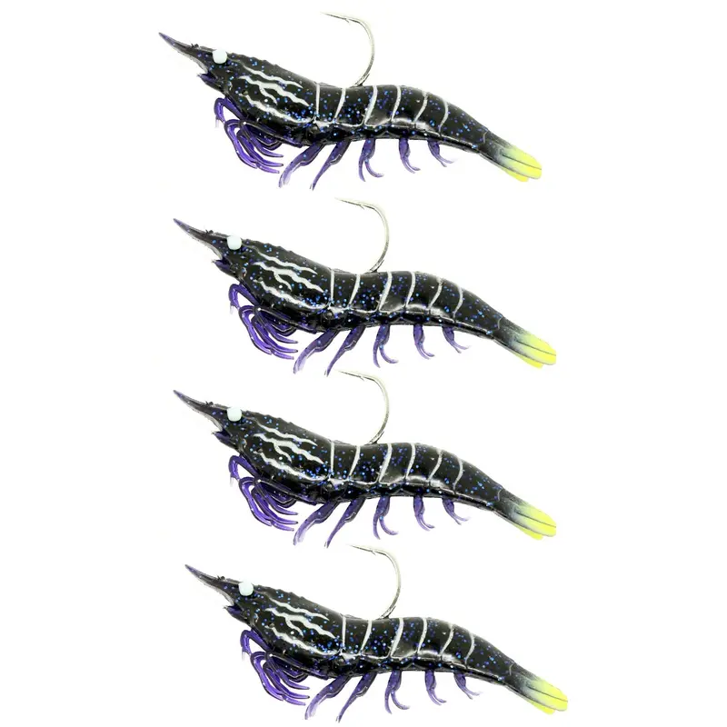 Pre-Rigged Black Tiger Shrimp Soft Plastic – 3-Inch Saltwater Bait With 1/0 Hook, Depth-Versatile Design 1