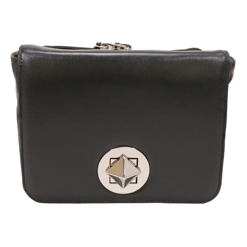 Premium Black Lambskin Crossbody Organizer 1