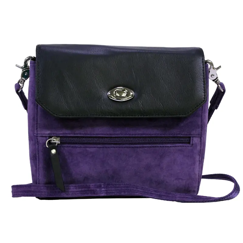 Purple Suede Clutch Bag With Authentic Cowhide Flap 1