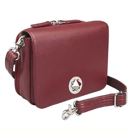 Red Top-Grain Debossed Cowhide Crossbody Organizer 1