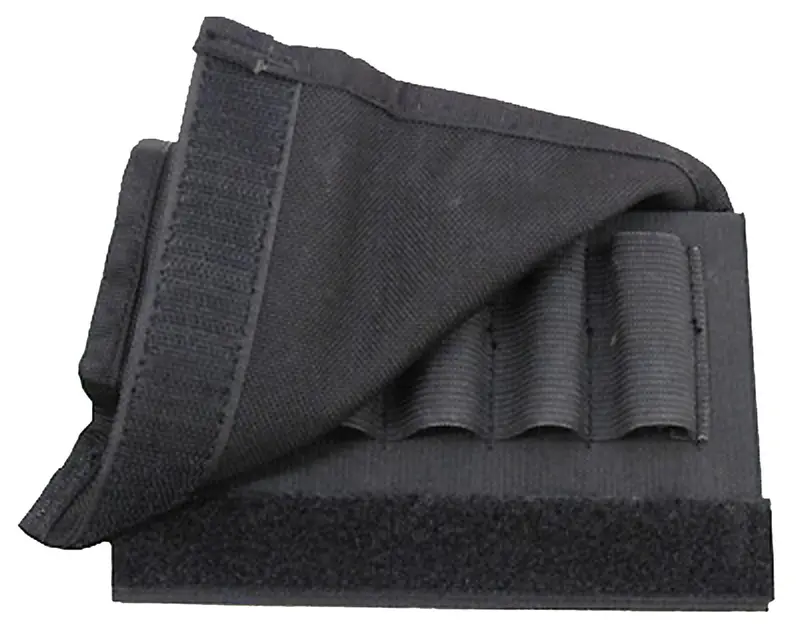 Shotgun Buttstock Shell Holder – Black With Secure Flap Closure 1