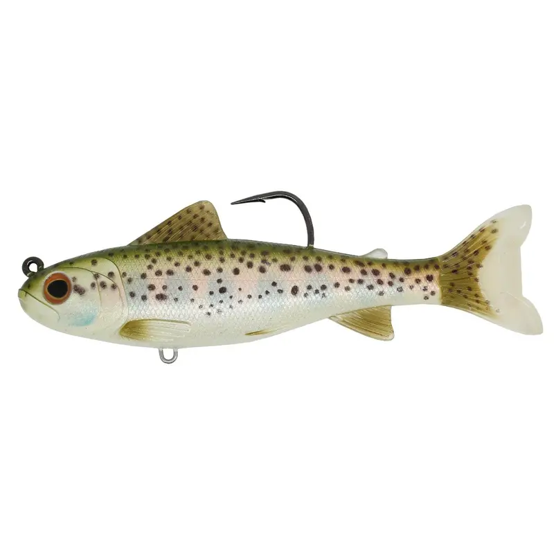 Silver-Olive Trout (Parr) Soft Bait – 5-Inch Freshwater Swim Bait With 8/0 Hook, Medium-Slow Sinking 1