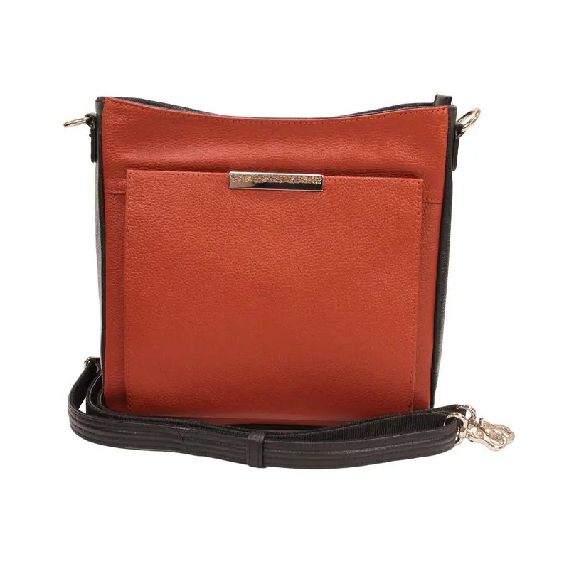 Slim Crossbody Bag – Black & Cinnamon Accent 1