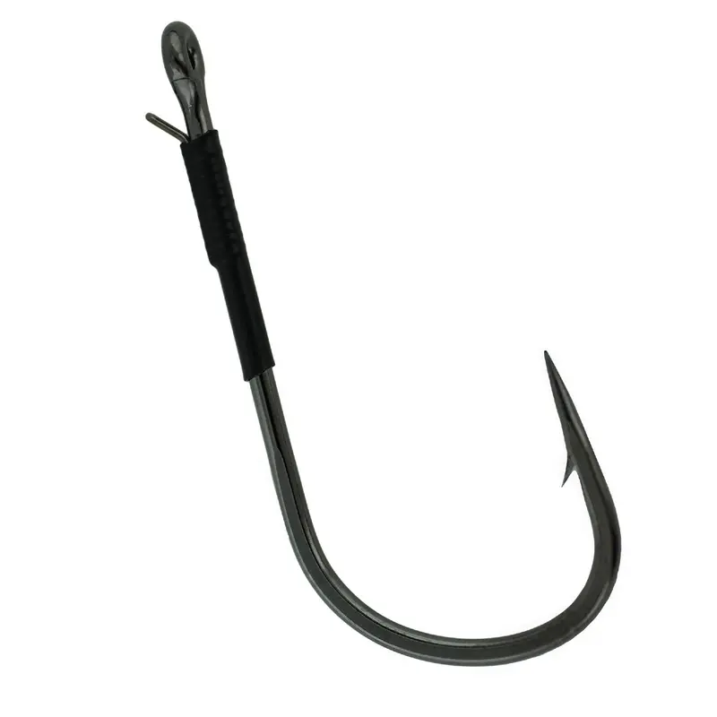 Super Heavy-Cover Worm Hook With Integrated Wire Keeper – Size 3-0, Non-Shine Black (Pack Of 4) 1