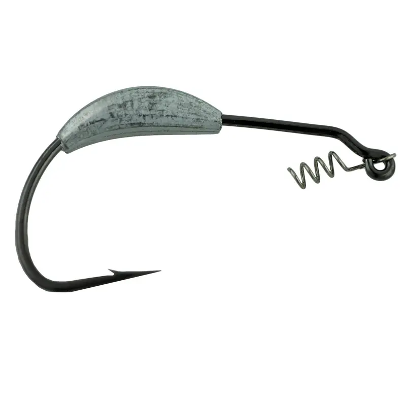 Superline Weighted Worm Hook With Spring Lock – Size 6/0, 3–16 Oz, Black Finish (Pack Of 4) 1