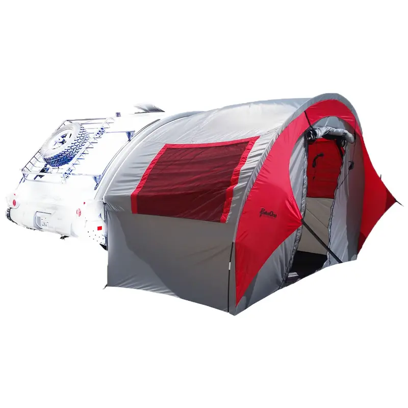 Tab Trailer Side Awning – Dual-Tone Silver And Red 1