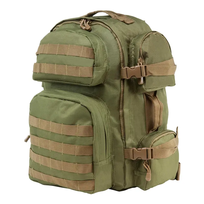 Tactical Backpack In Olive Green With Tan Accents 1