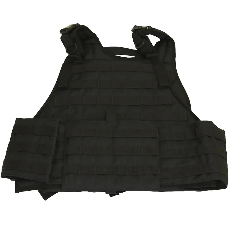 Tactical Plate Carrier Vest – Black With Cummerbund, Molle-Compatible 1